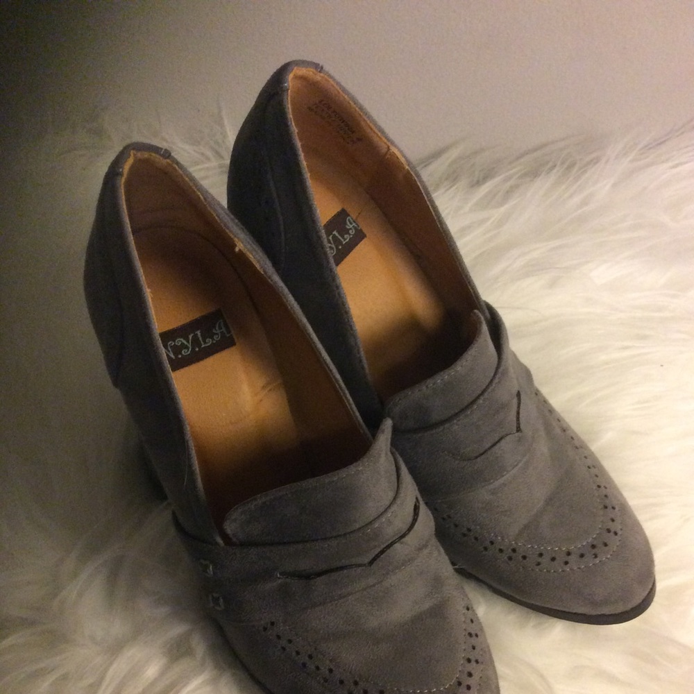 Vegan Suede Grey Platform Loafers